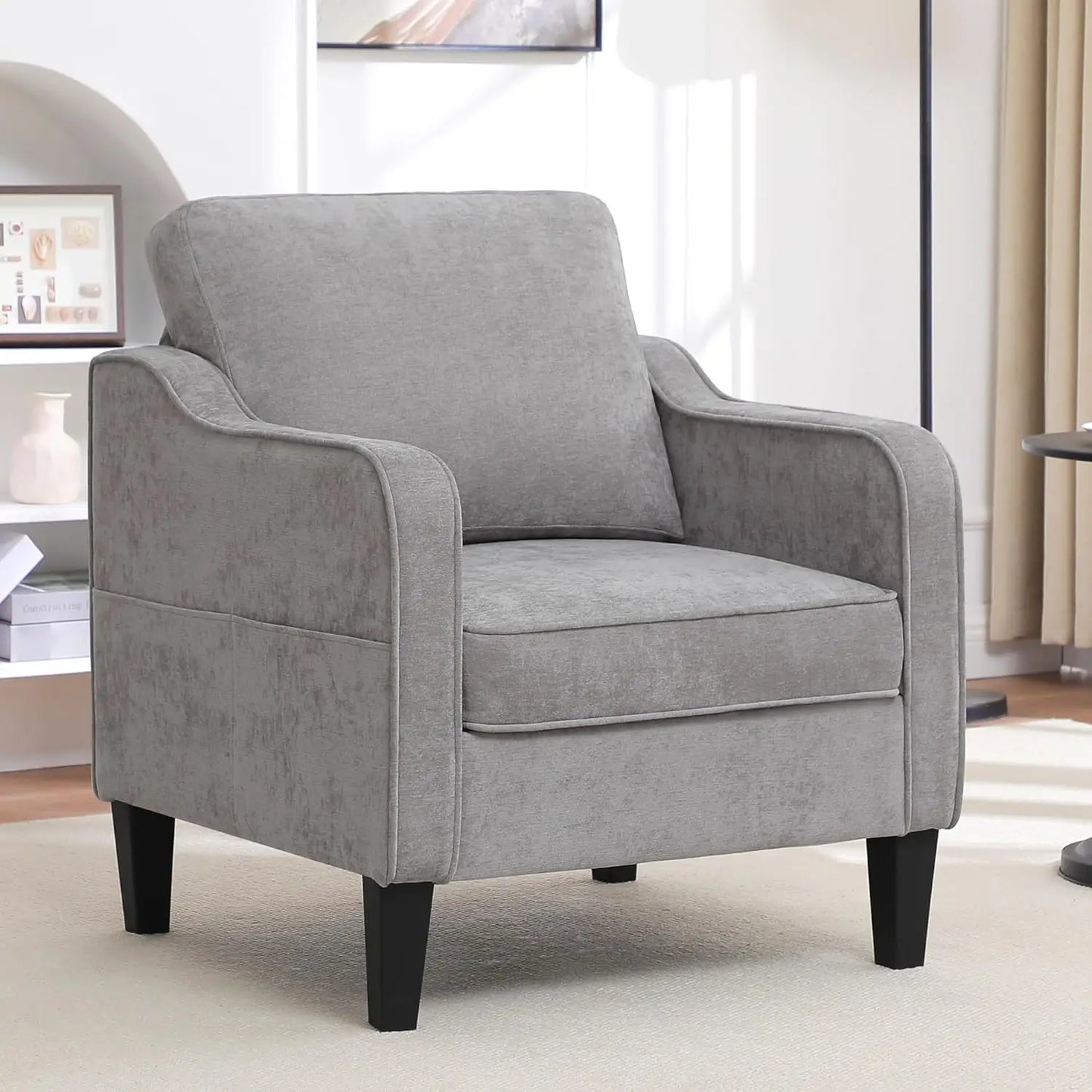 HUANZHUANG Modern Accent Chair Upholstered Armchair Pockets