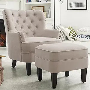 DAFIFY Harris Velvet Upholstered Club Chair Tufted Wingback