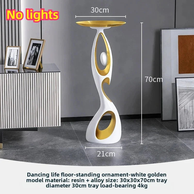 ENERLORD LED Floor Lamp Resin Sculpture Glow Living Room