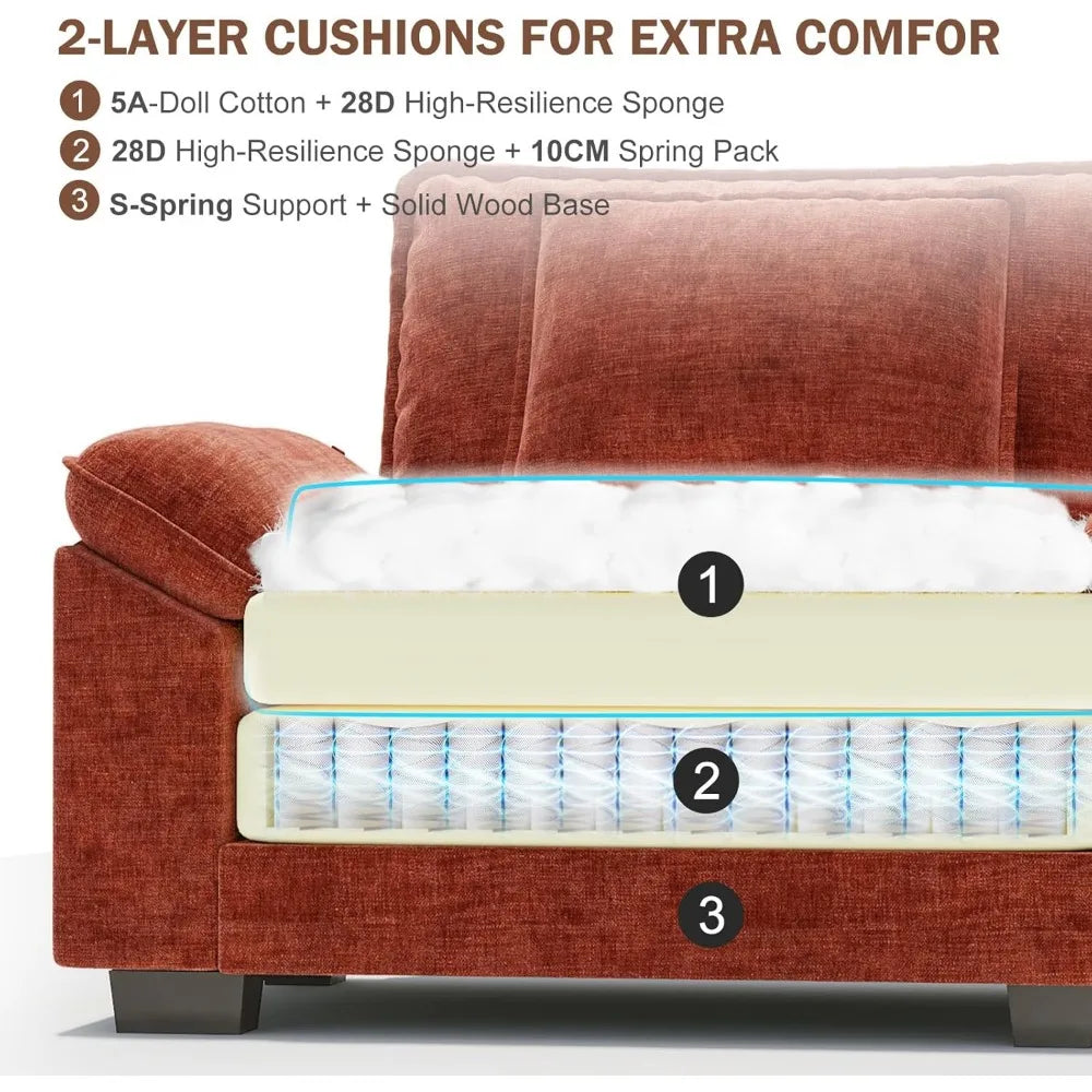 RBXC Oversized Chenille Accent Chair Upholstered Armrests