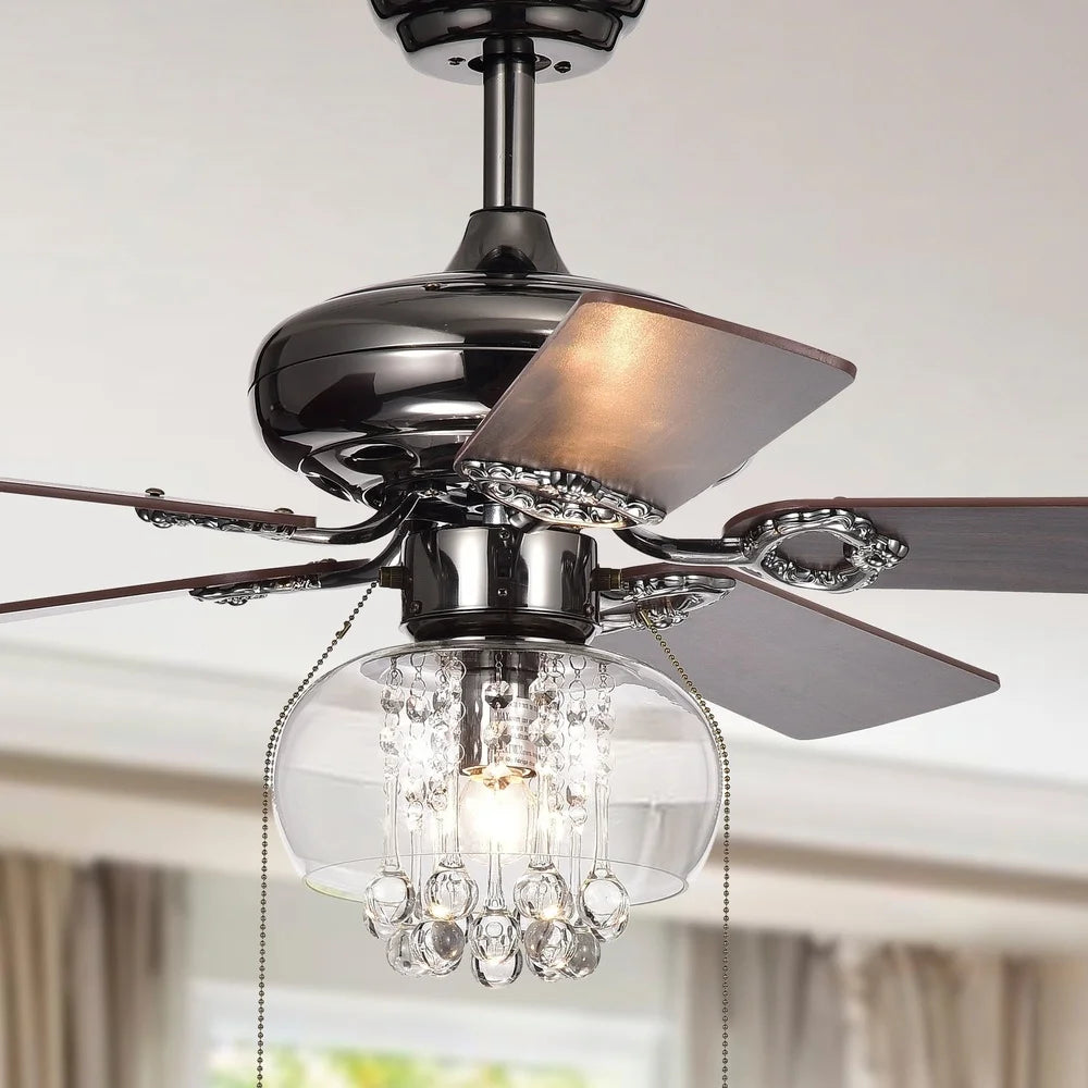XMSJ Crystal Ceiling Fan With Light Kit Reversible Blades