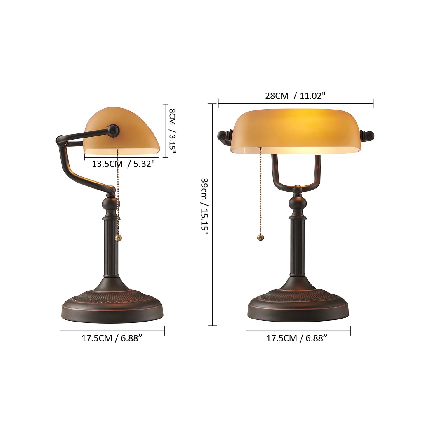 Glass Banker Desk Lamp With E27 E26 Socket Switches