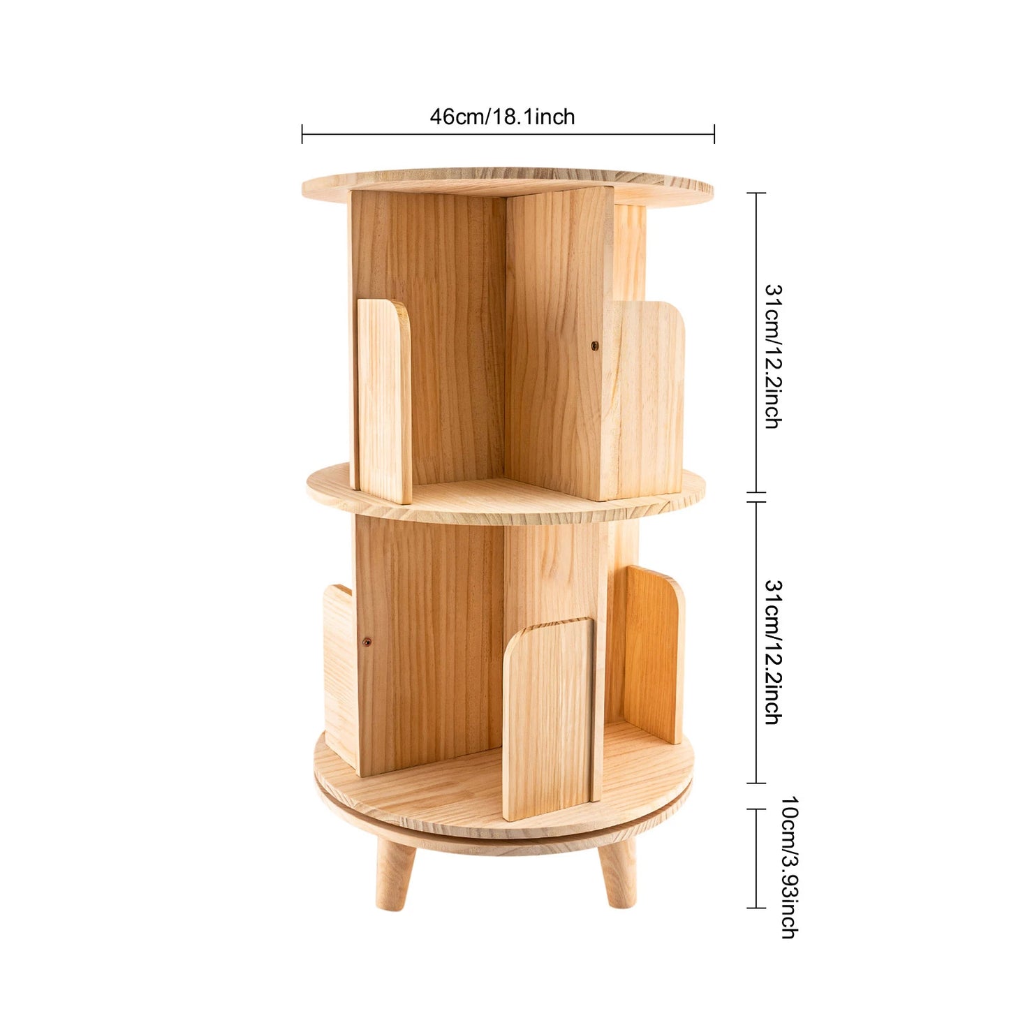 Finishes Rotatable Wooden Bookcase 1 To 6 Tiers Floor Stand