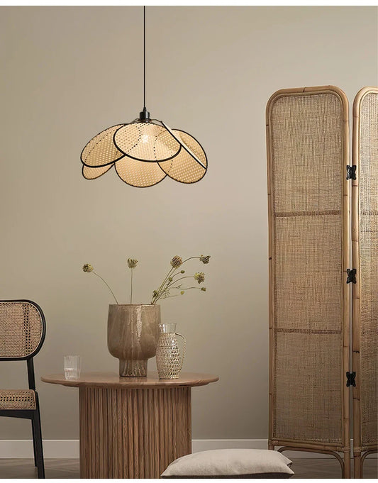 Rattan LED Floor Lamp With Nightlight For Living Room