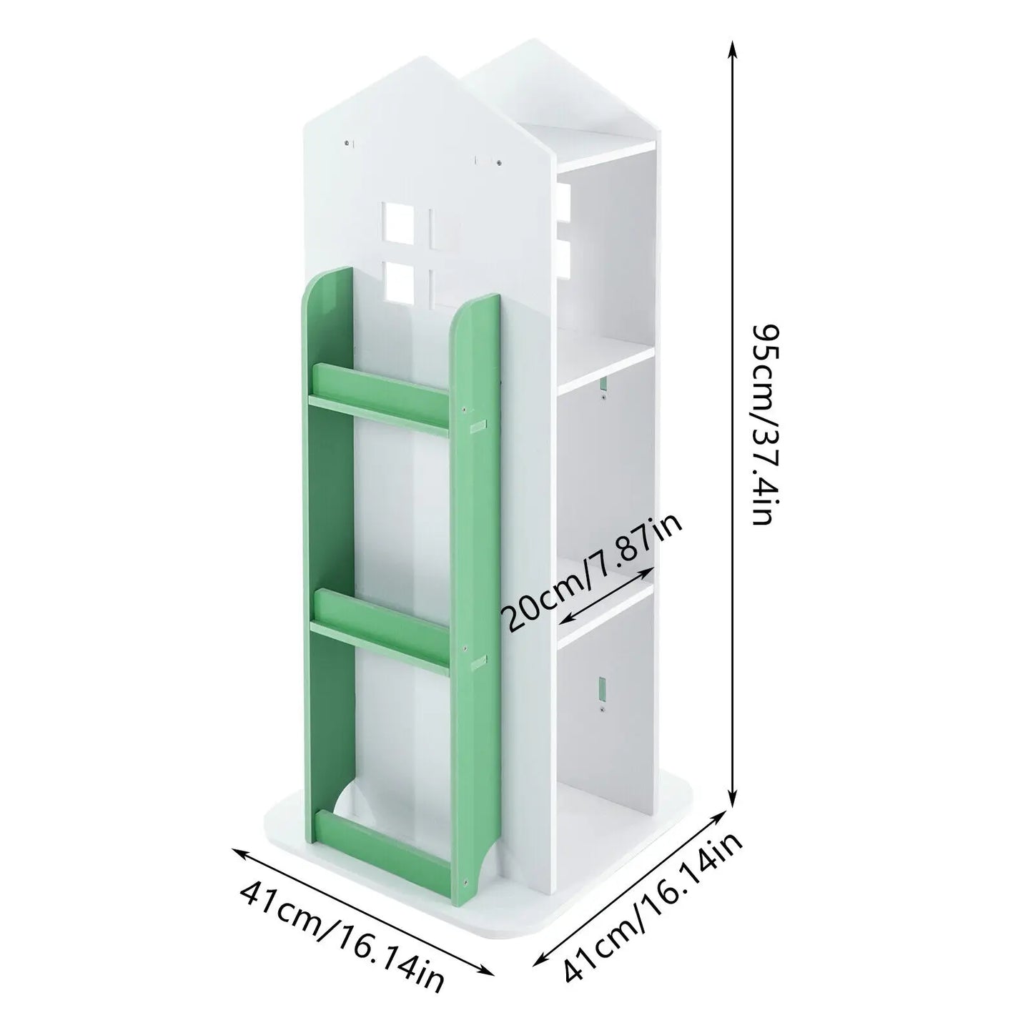 Rotating Freestanding Bookshelf Storage Display Rack Guard