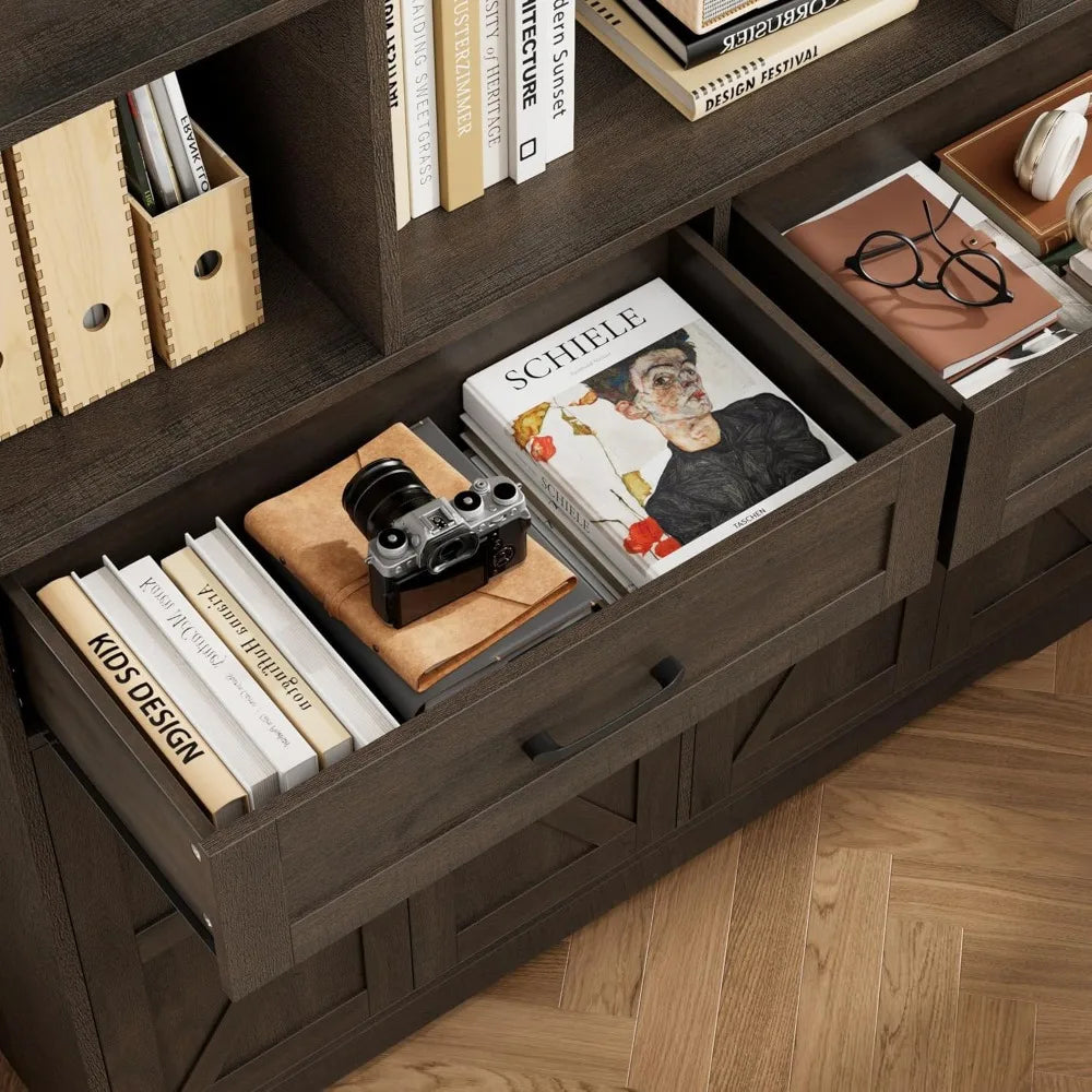 MKDK Six Tier Bookcase With Drawer And Door Storage