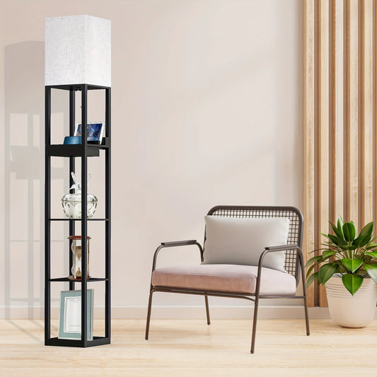 Hign Concerned Floor Lamp With Shelves USB Ports Drawer