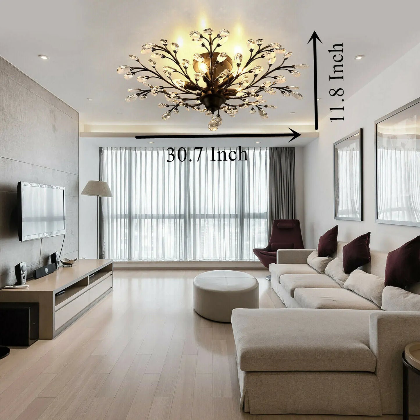 Bymaocar Vintage Crystal Chandelier Flower Ceiling Lamp