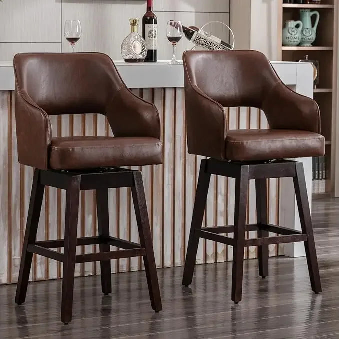 Guangbai Linen Upholstered Swivel Bar Stools Set of 2