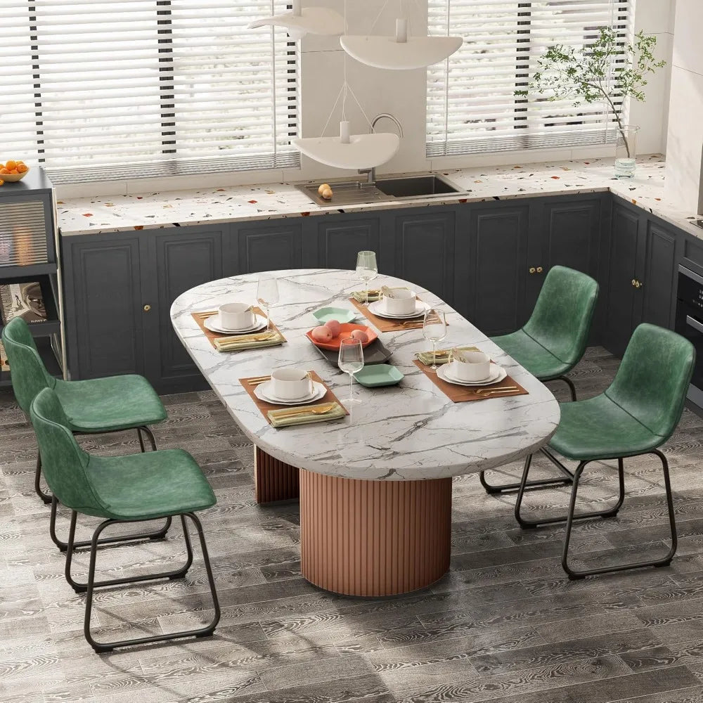 GUANGBAI Modern PU Leather Armless Dining Chairs Set of 6