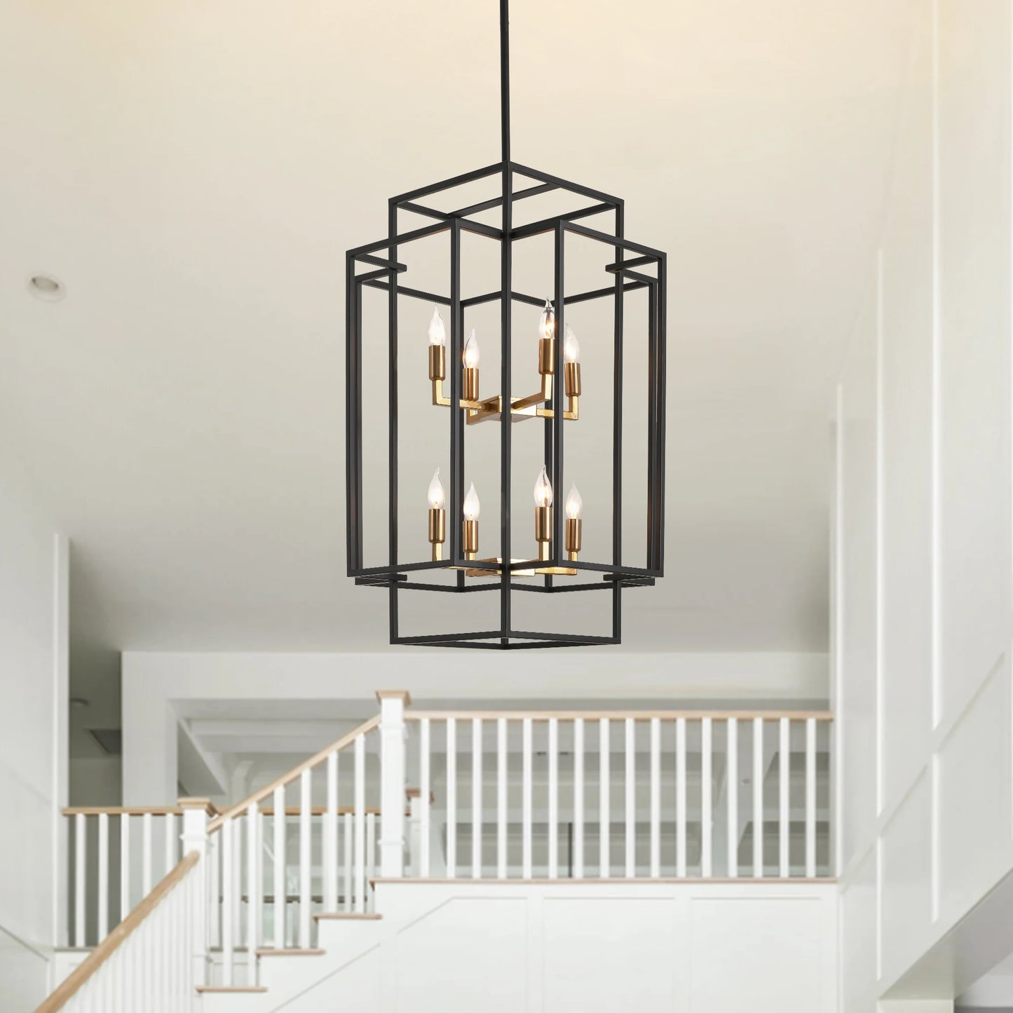 8 Lights Lantern Tiered Pendant Light Fixture Chandelier