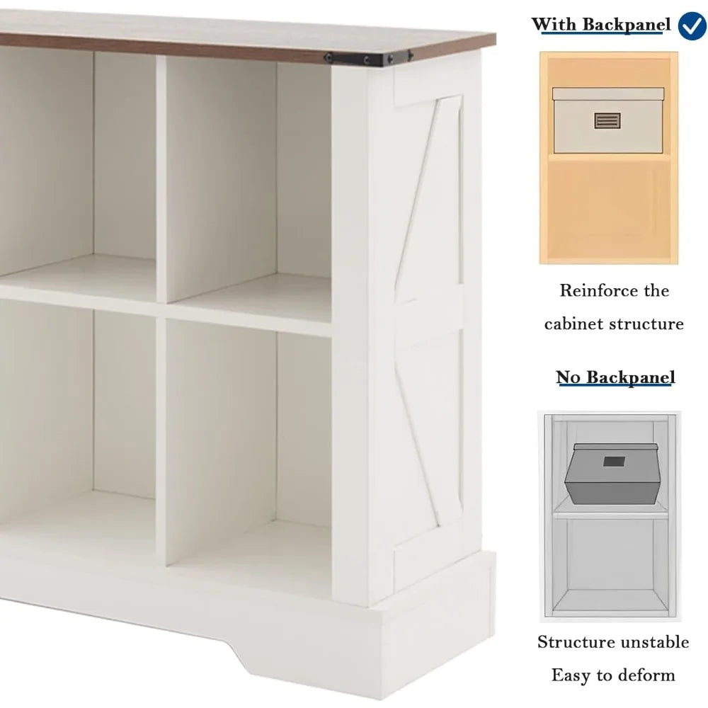 6 Cube Storage Organizer And 2 Tier Bookshelf Farmhouse LED