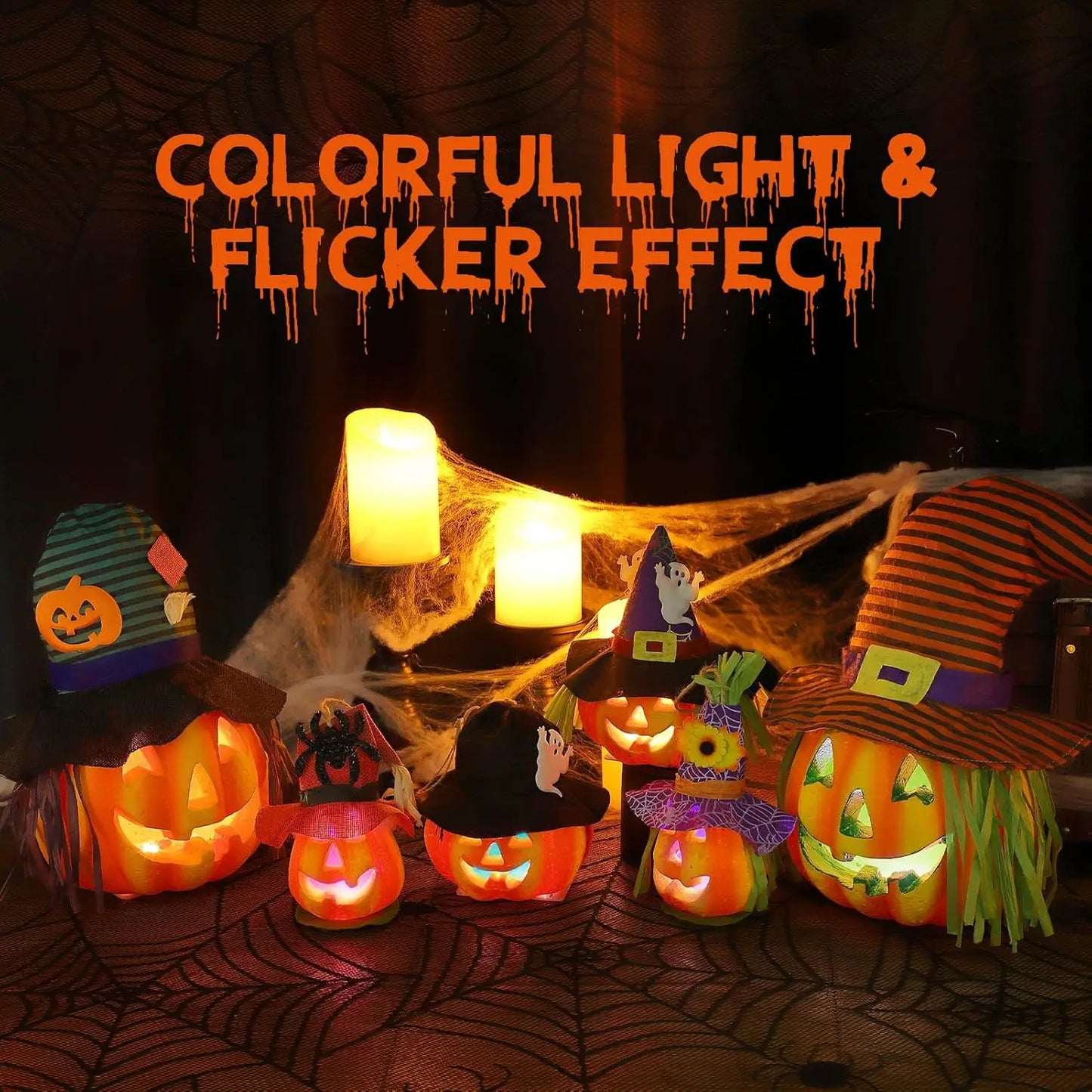 Halloween 6 Pack LED Jack O Lantern Pumpkin Lamp Set