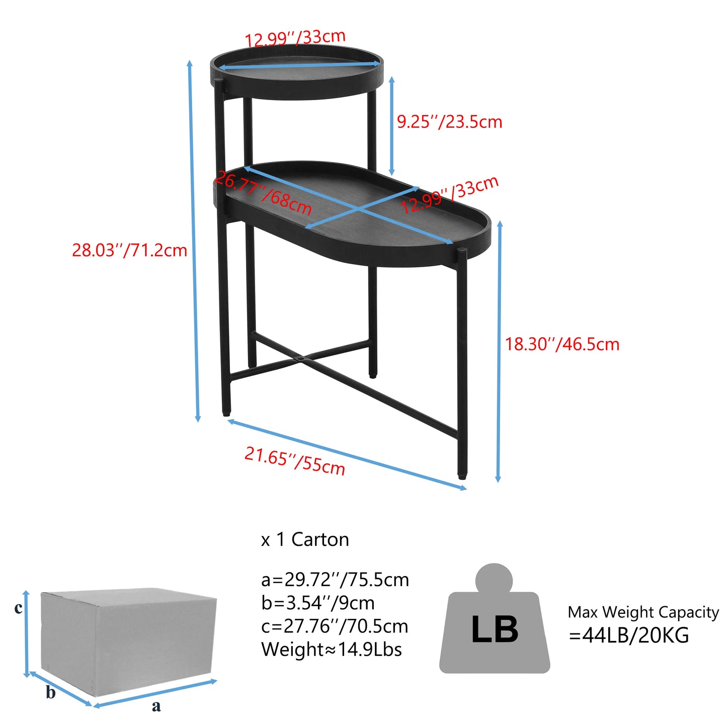 General Use 2 Tier Side Table With Storage Living Room