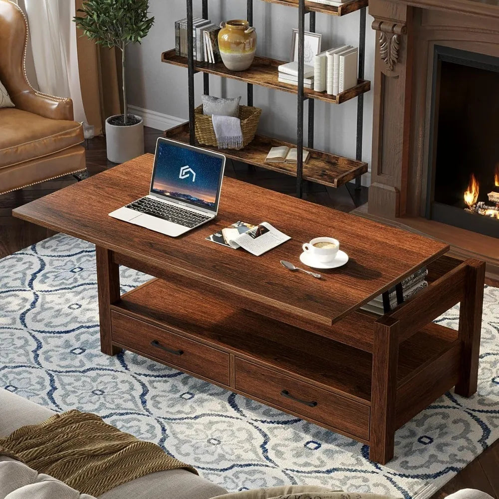Lift Top Coffee Table With Drawers Hidden Compartment