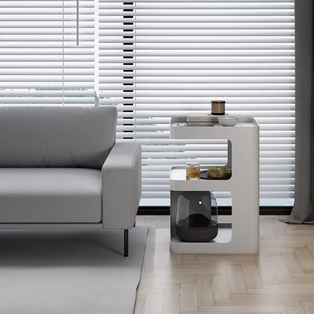 General Use Side Table Modern 3 Tier Glass Nightstand