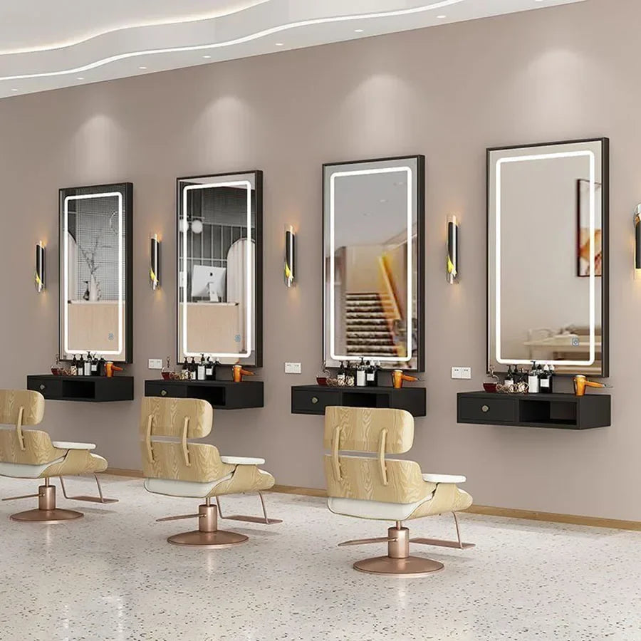 C Barber Shop LED Wall Mirror Hair Salon Decorative Trendy