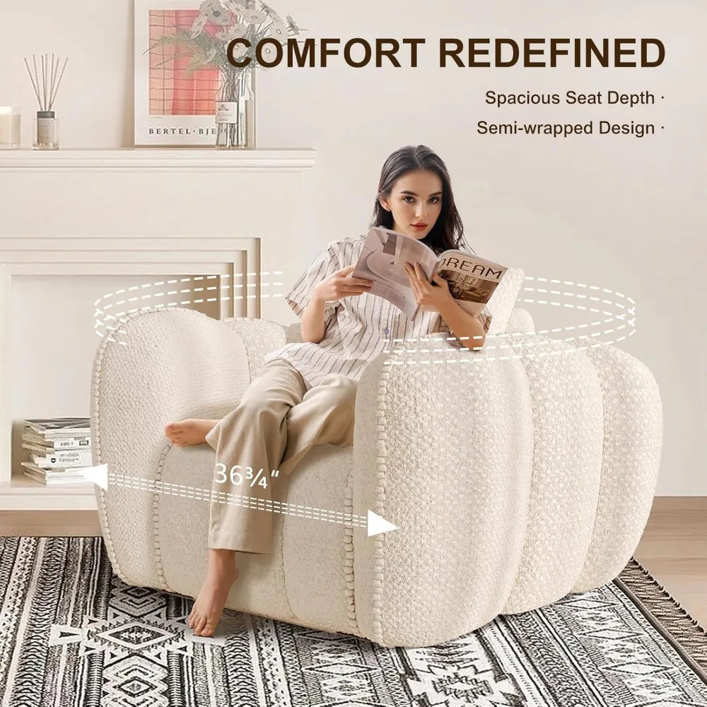 Pumpkin Shaped Accent Chair Upholstered Lounge Chair