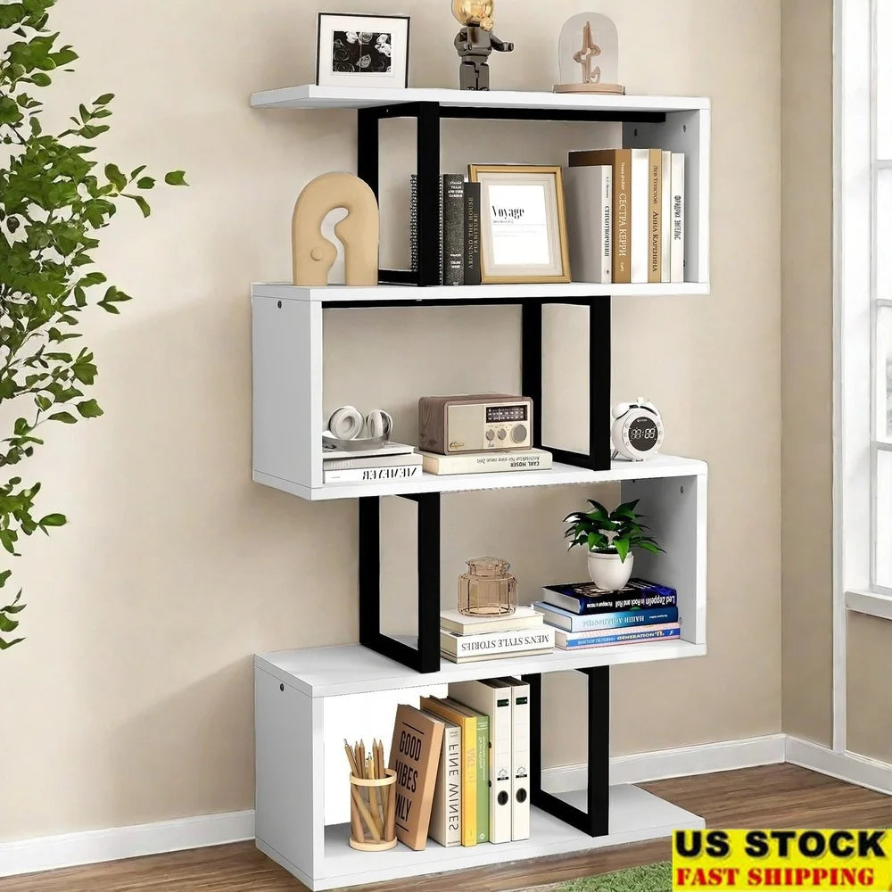 Neet Designs Emporium 5 Tier S Shaped Wood Bookcase Modern