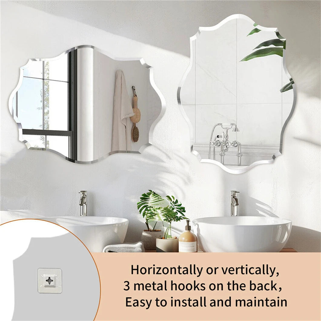 Neet Designs Frameless Scallop Oval Vanity Mirror Decor