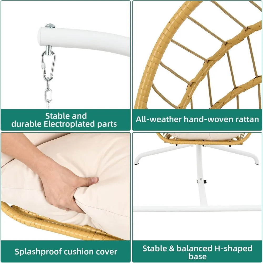 DAFIFY Hanging Egg Chair With Stand Rattan Wicker Swing