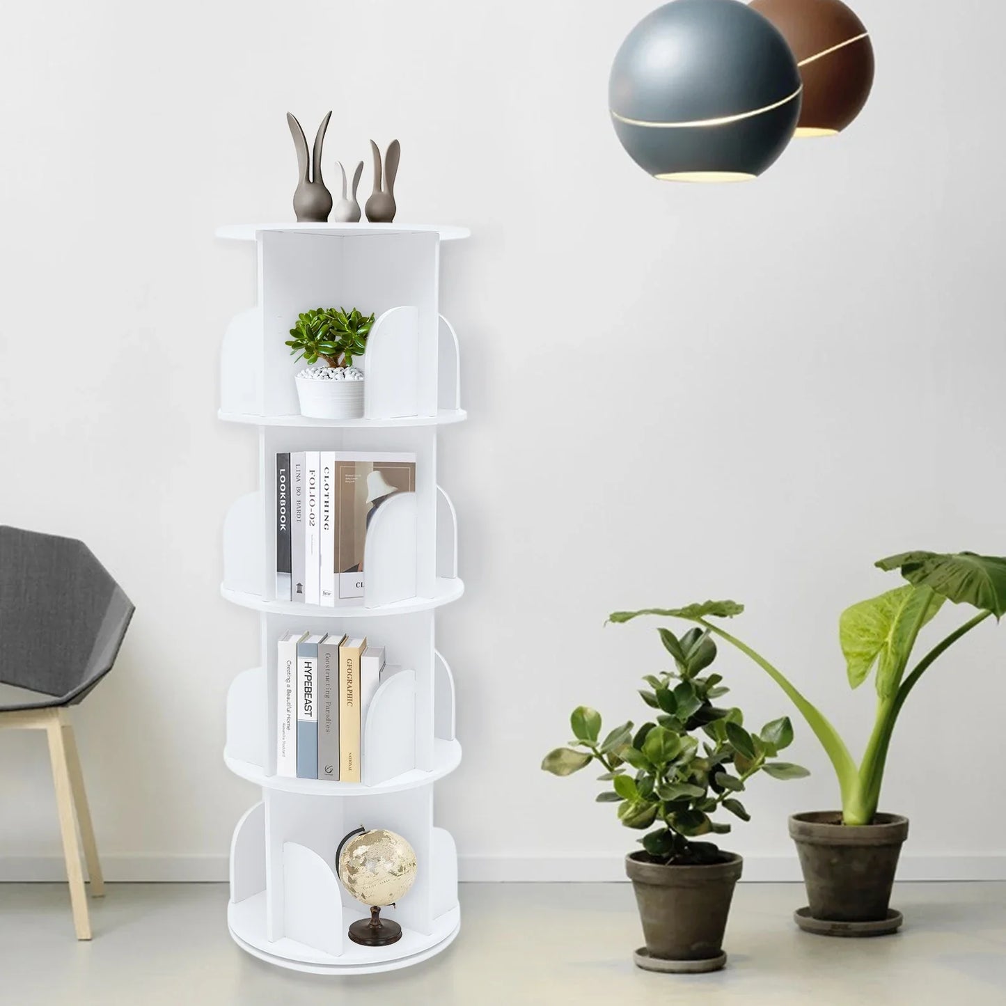 Durable 360 Degree Silent Rotating Corner Bookshelf Stand