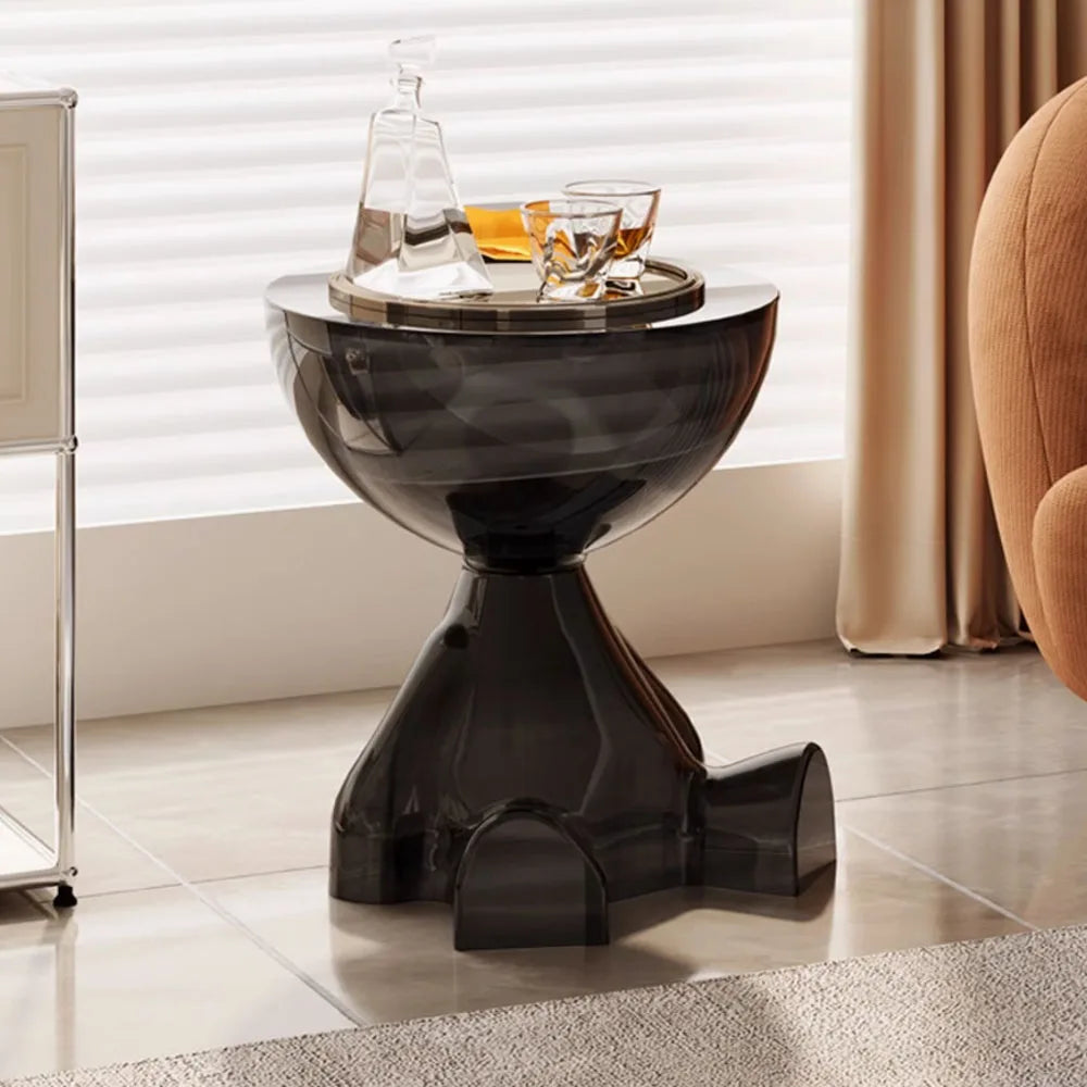 Transparent Round Coffee Table Modern Minimalist Plastic