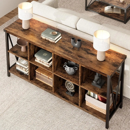 HiMISS Farmhouse Cube Storage Organizer Wood Bookshelf