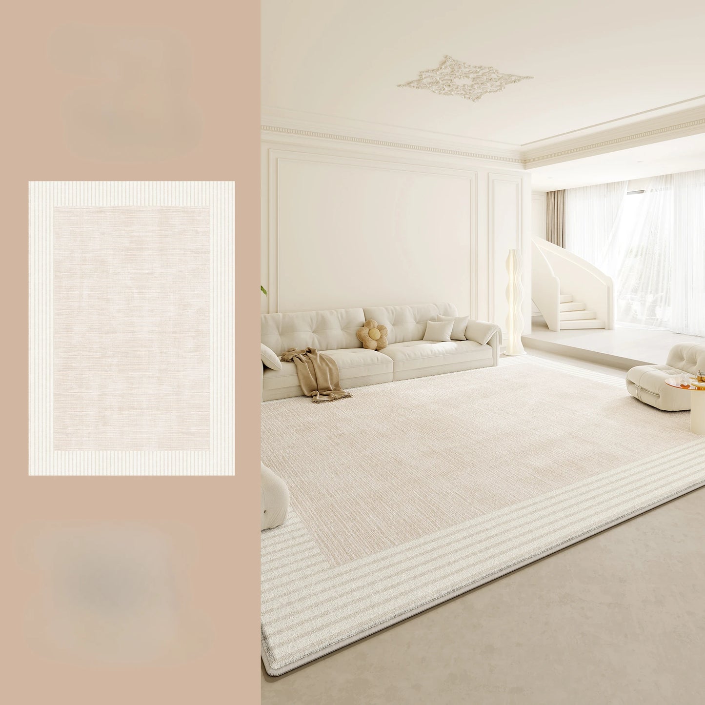 NONED Plush Wilton Area Rug For Living Room Soft Comfort