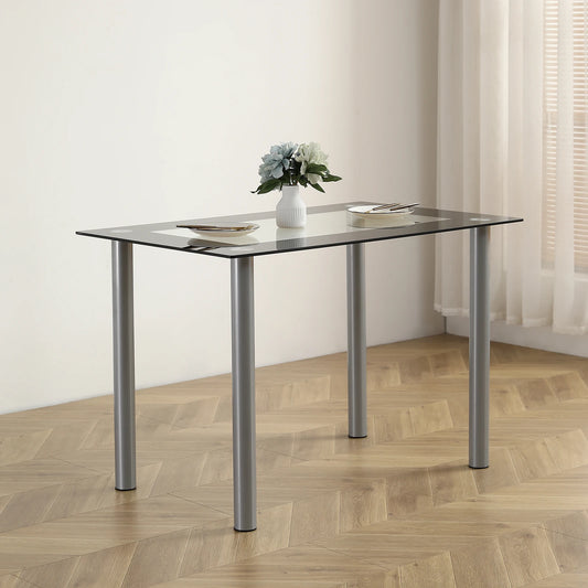 Tempered Glass Dining Table Rectangular Four Seater Modern