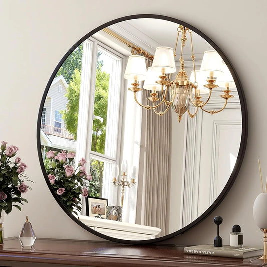 Round Metal Wall Mirror For Entryway And Living Room Decor