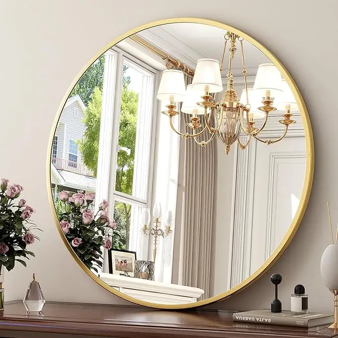Round Metal Wall Mirror For Entryway And Living Room Decor