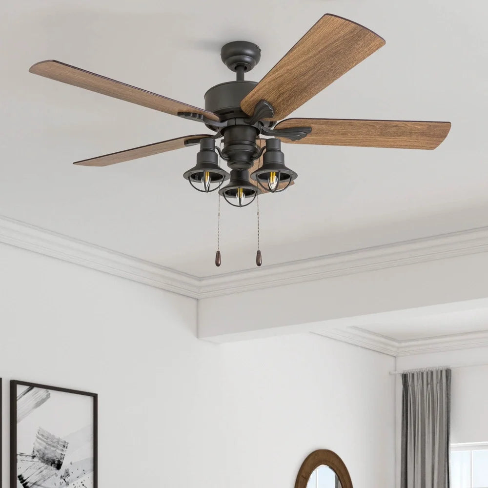 XMSJ Indoor Ceiling Fan with LED Lantern and Remote Control