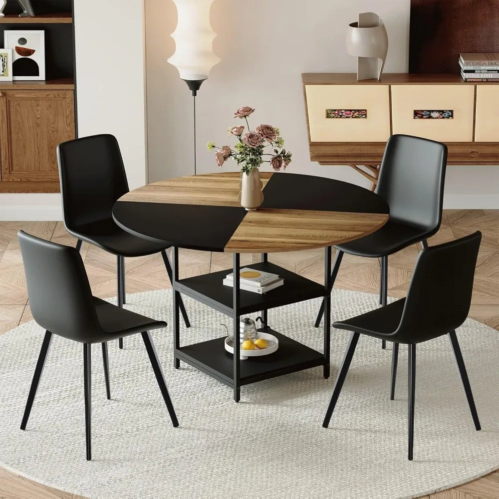 Dafify Round Dining Table Set For Four With Storage