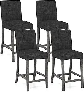 MKDK Bar Stools Counter Height Set Modern Fabric With Back