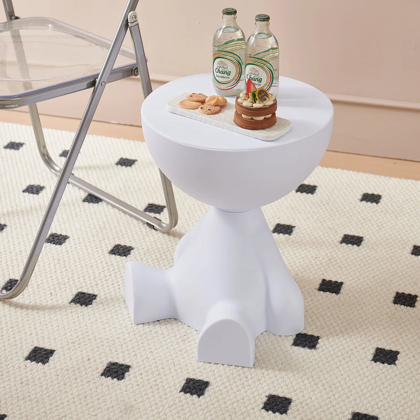 Wedyvko Round Matte Coffee Table With Storage Rack