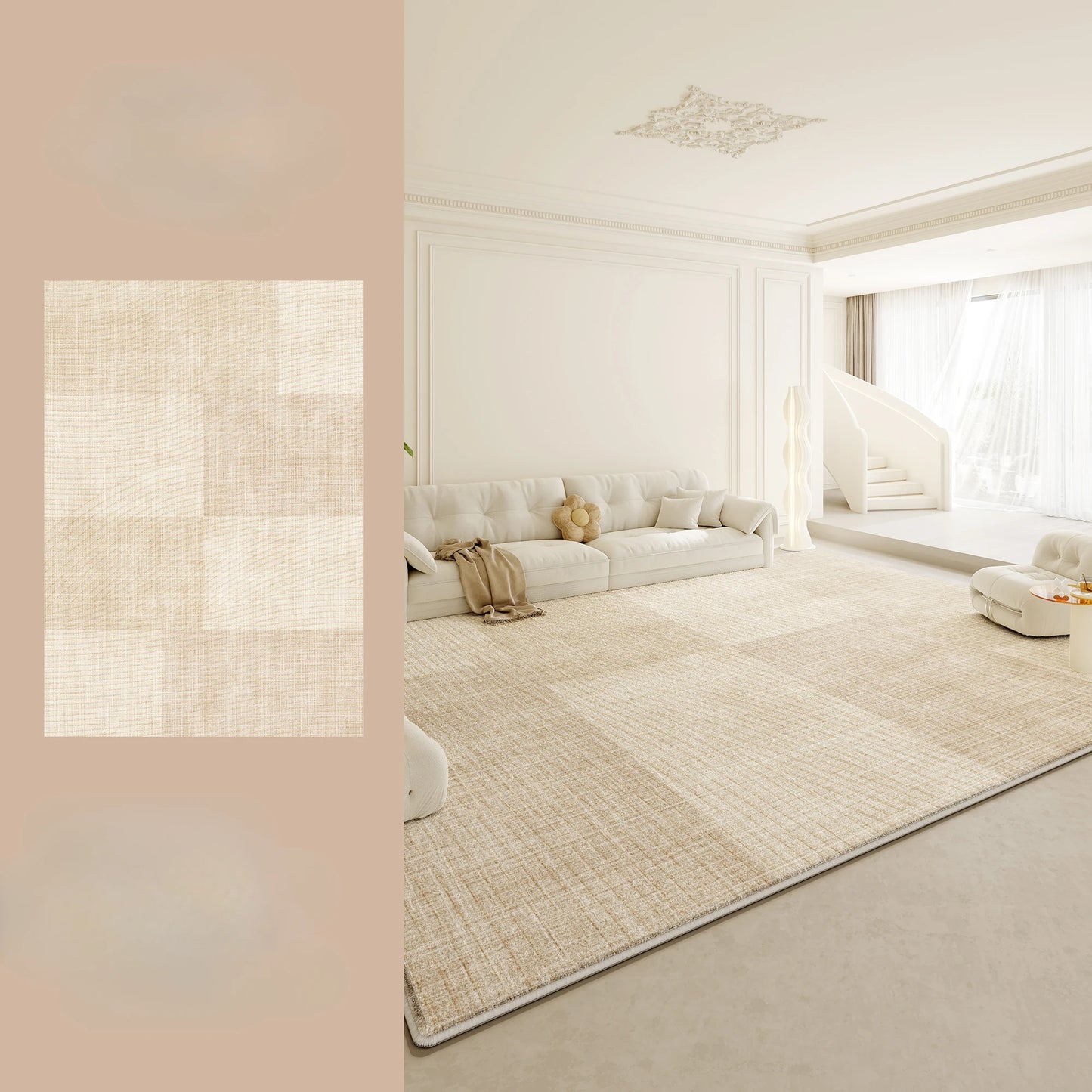 NONED Plush Wilton Area Rug For Living Room Soft Comfort