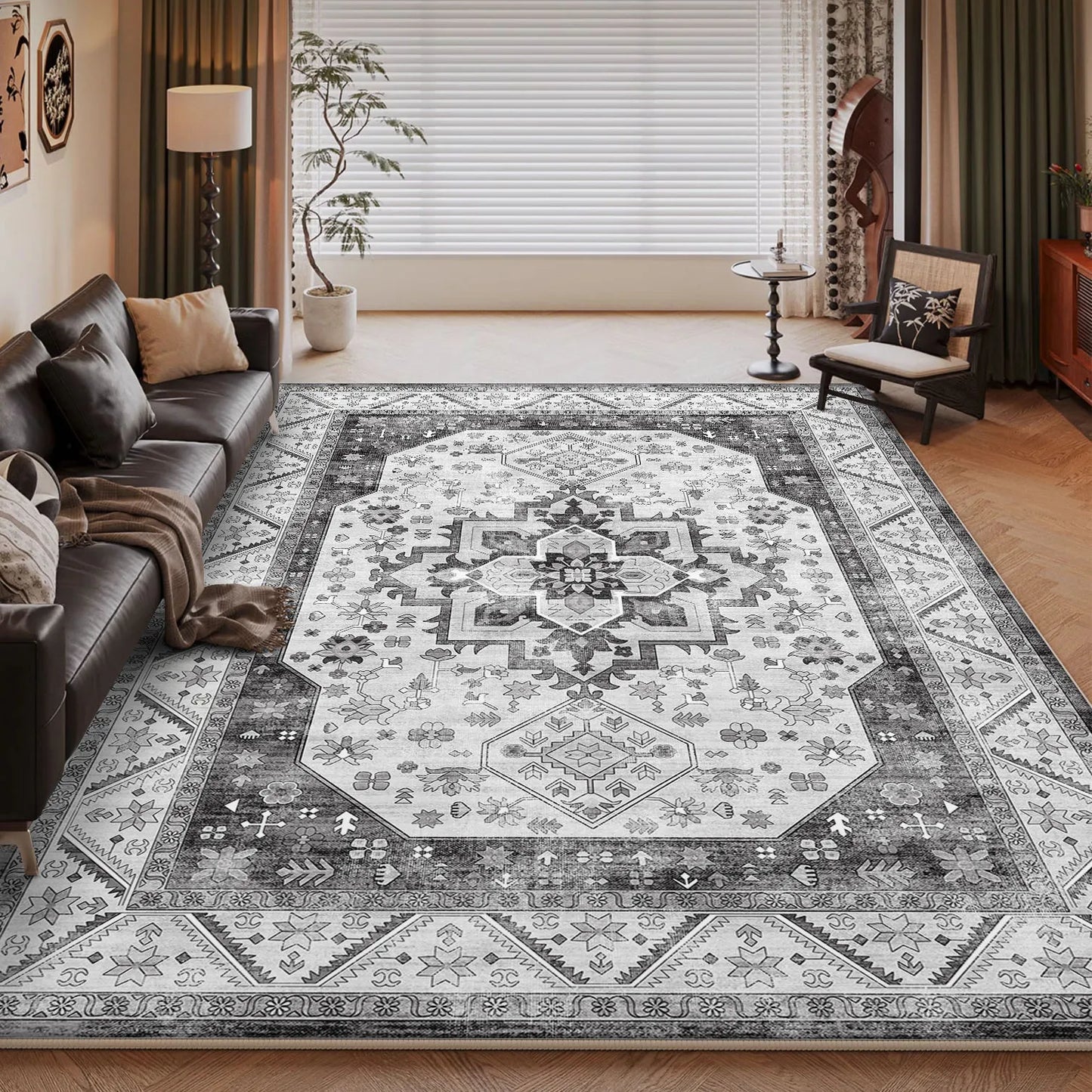 NONEDesign Vintage Persian Style Living Room Machine Washable Rug