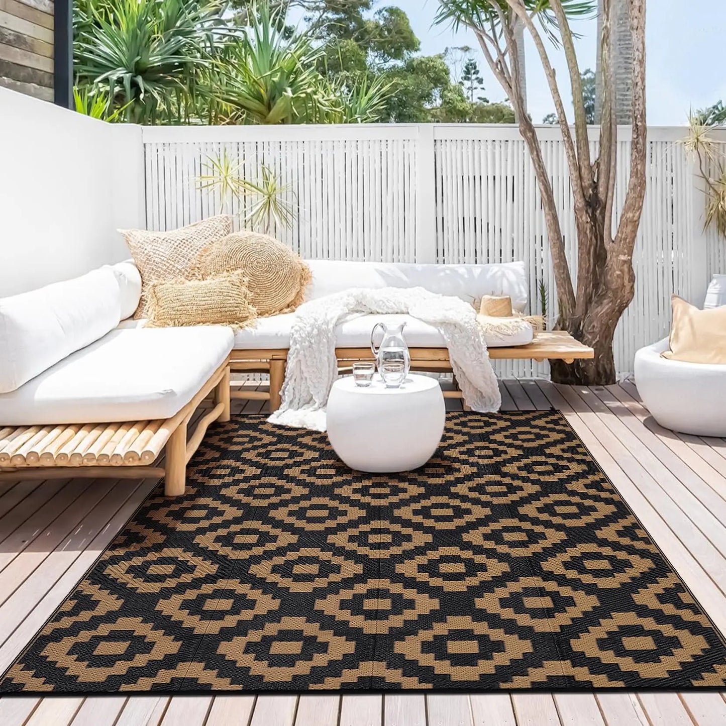 StudysetCN Outdoor Geometric Reversible Polypropylene Rug Waterproof Mat