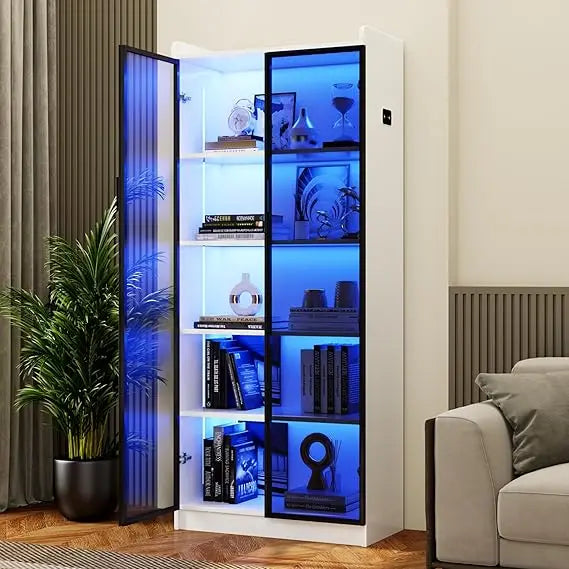 Display Cabinet With Adjustable Shelves And LED Lighting