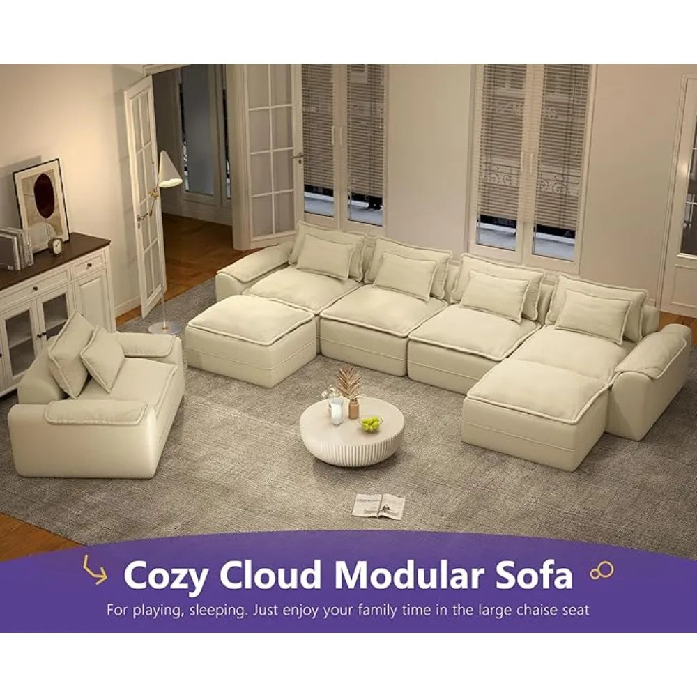HUANZHUANG Cloud Modular Sectional Sofa With Ottomans
