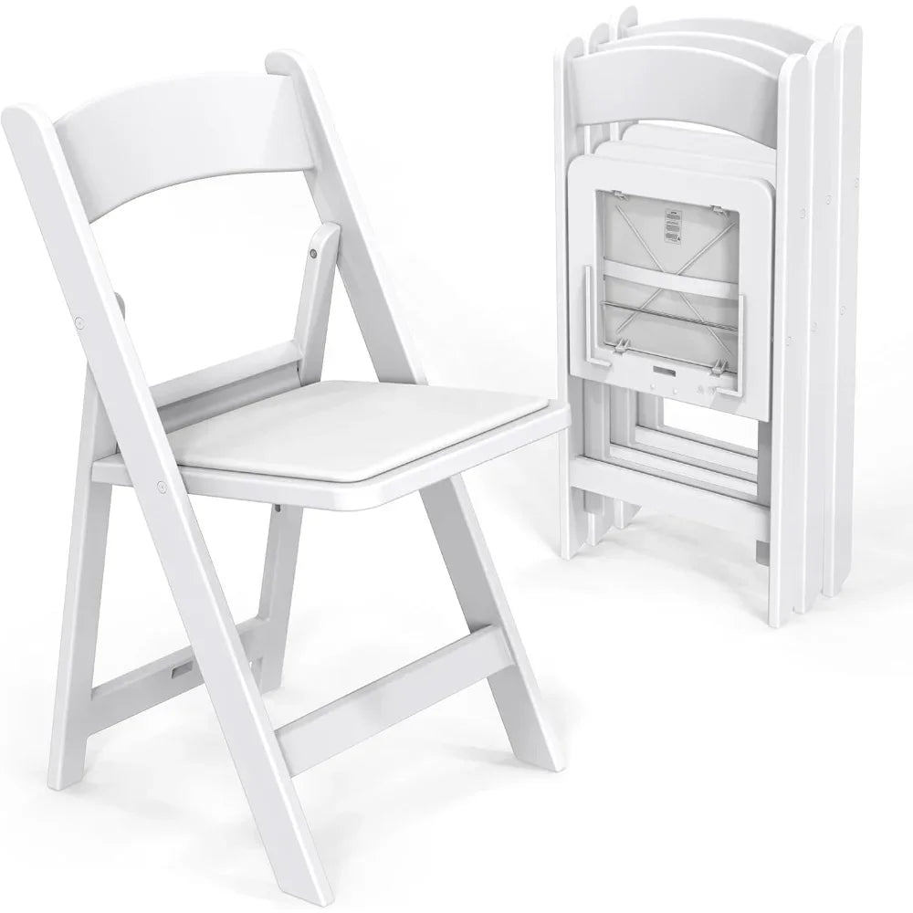 Resin Folding Chair With Cushioned Seat For Indoor Outdoor