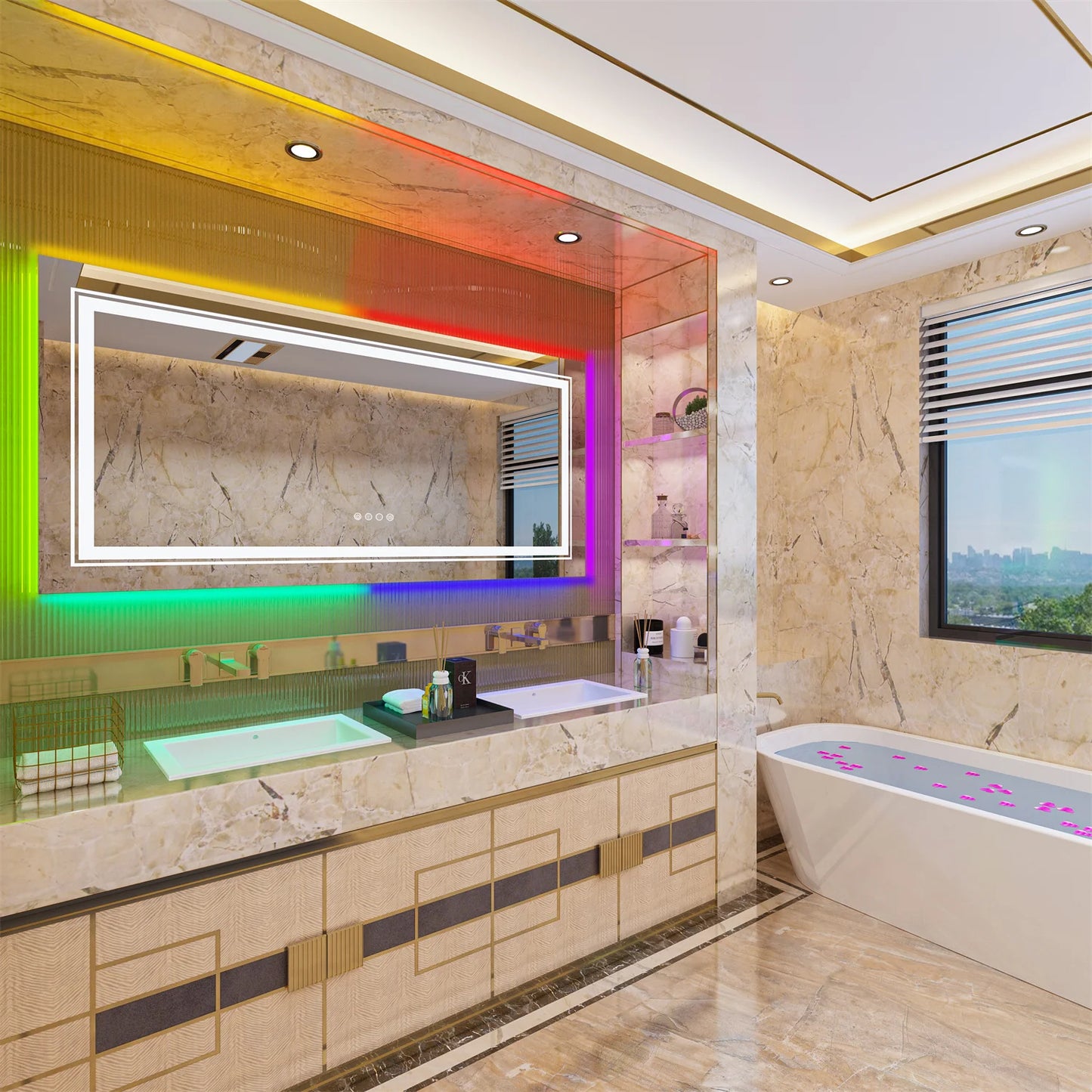 Wisfor LED Vanity Mirror RGB Backlit Anti Fog Dimmable