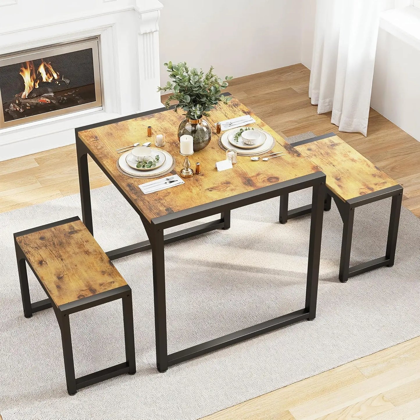 Hign-concerned Dining Table Set For 4 With Benches