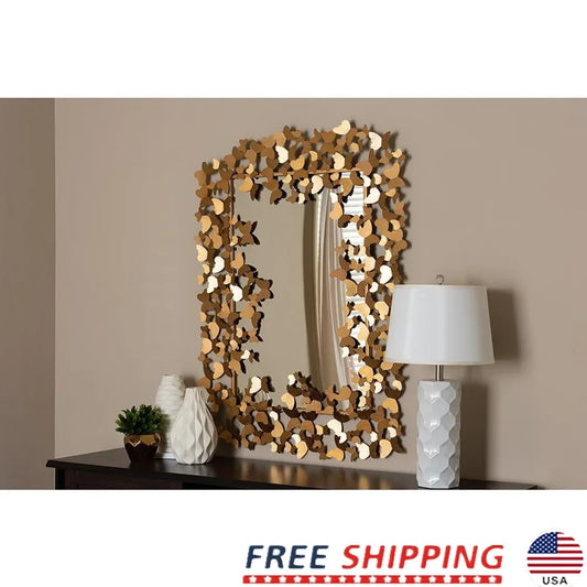 Dutrieux Antique Butterfly Accent Wall Mirror Metal Rectangular Decorative
