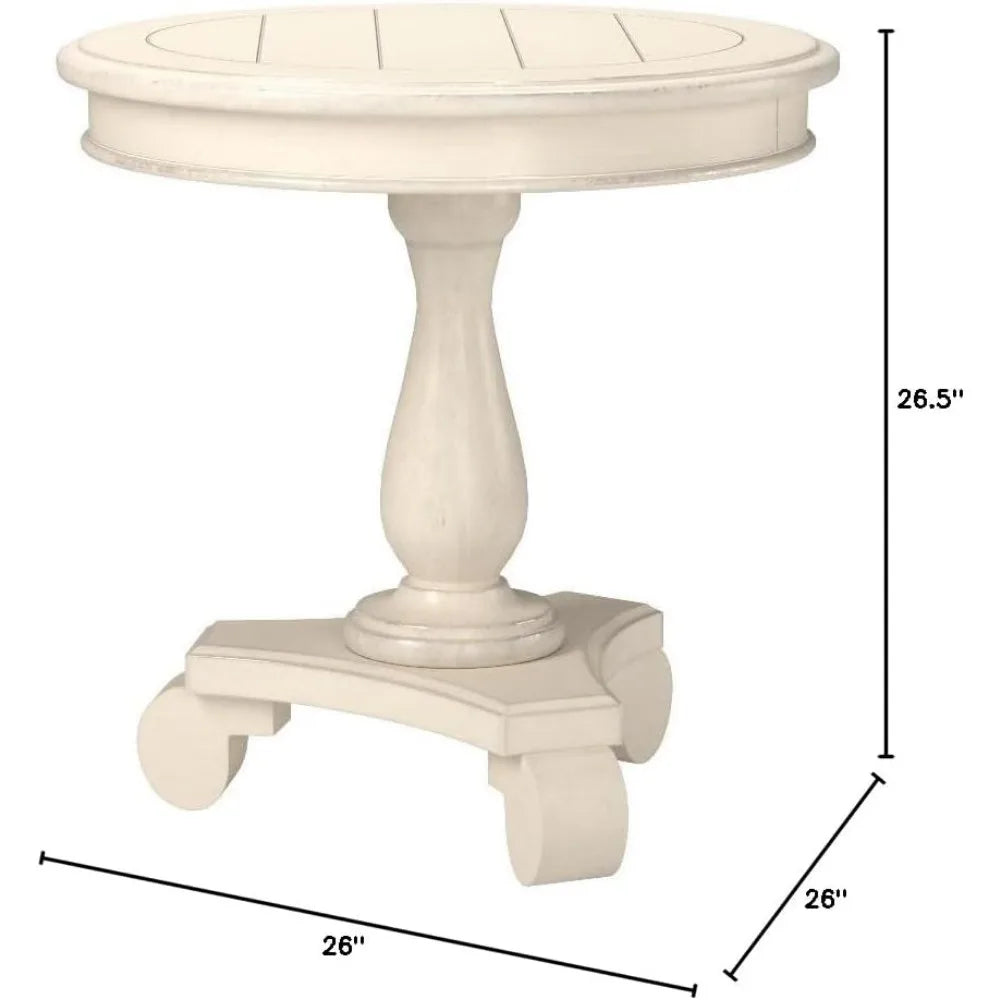 Round Wood Pedestal Side Table With Classic Design