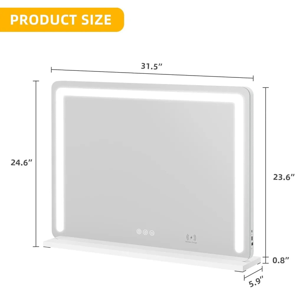 HUANHUI LED Vanity Mirror With Lights Bluetooth Speaker USB