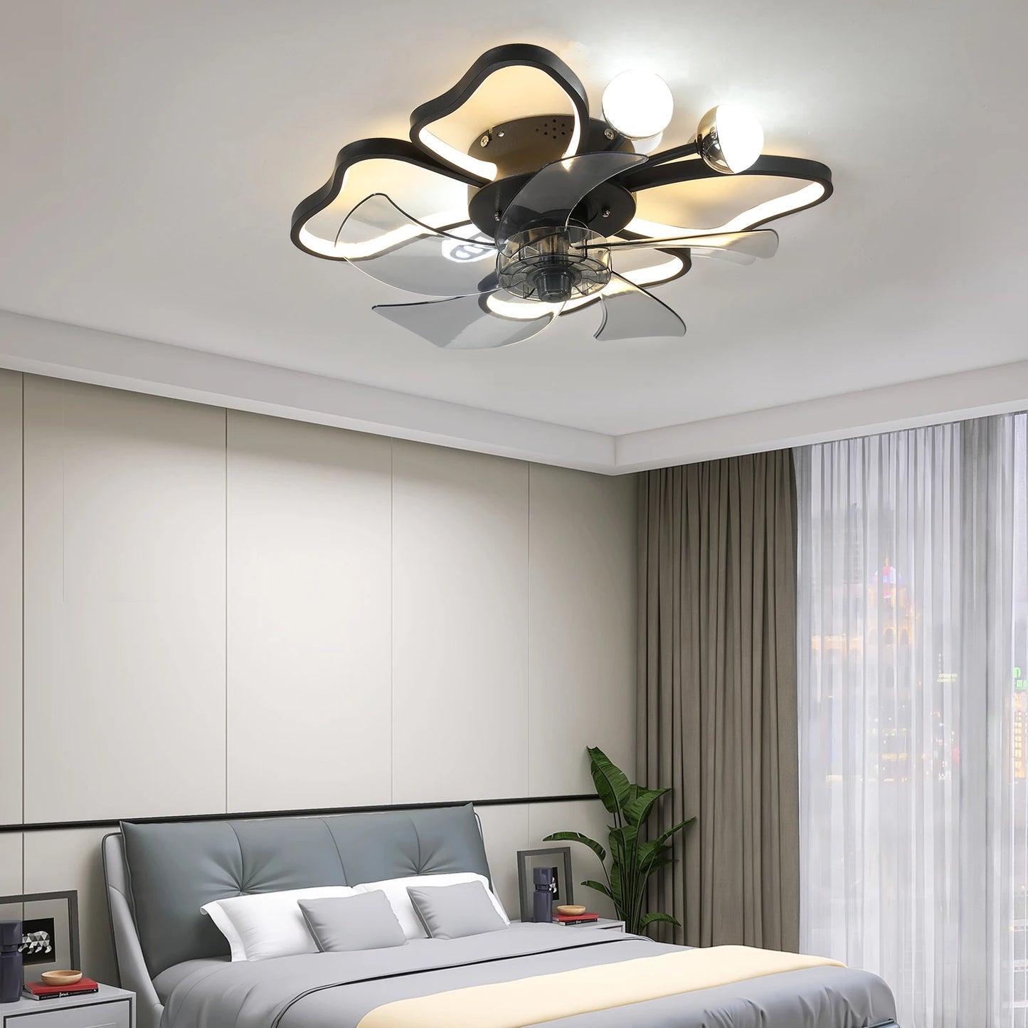 Arlgsite Modern Ceiling Fan With LED Light Remote Control