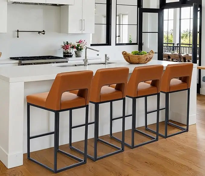 HUANZHUANG Modern Bar Stools Set of 4 with Padded Backs