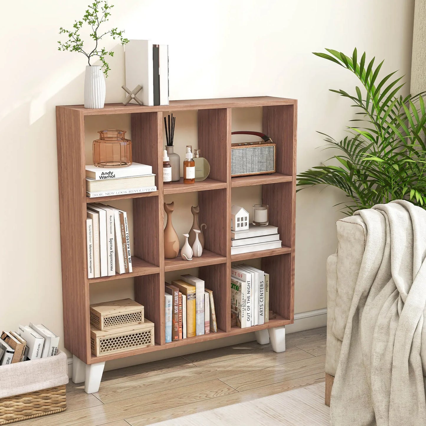 Modular Bookcase With Removable Shelves And Raised Feet